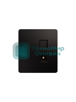 Розетка телевизионная Kranz ROUND компьютерная RJ45 кат6 + TV с/у оникс