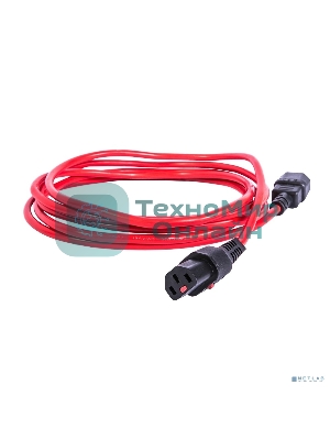 Шнур питания с фиксатором REM IEC 60320 C13/IEC 60320 C14, 10 А/250 В (3 * 1,0), 3 м, красный R-10-Cord-C13-C14-3-Red