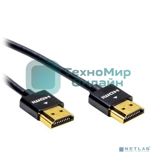 Кабель Filum HDMI Pro 2 м., slim, ver.2.0b, медь, черный, разъемы: HDMI A male-HDMI A male, пакет. (FL-CProSL-HM-HM-2M)