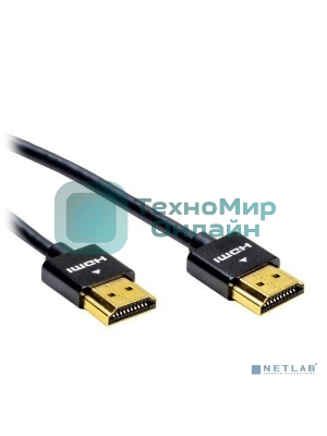 Кабель Filum HDMI Pro 2 м., slim, ver.2.0b, медь, черный, разъемы: HDMI A male-HDMI A male, пакет. (FL-CProSL-HM-HM-2M)