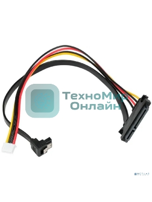 Кабель питания Sata Cablexpert CC-XH2.54-SATAL-40CM, XH2.54 4pin+ Sata угловой 7pin/Sata 7+15pin, 40 см, пакет