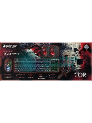 Комплект клавиатура+мышь Defender Tor MHP-127 проводной, USB, 3200 DPI, чёрный