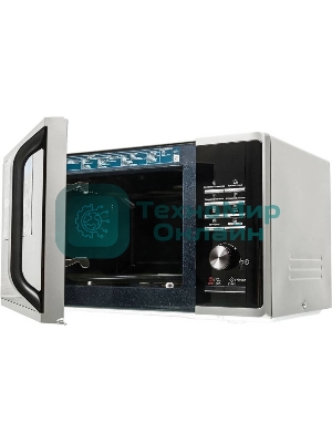 Микроволновая печь Samsung MG23K3515AS/BW серебристый/черный, 23 л, 800 Вт, переключатели - кнопки, поворотный механизм