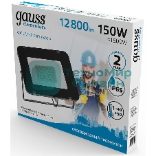 Прожектор светодиодный Gauss Elementary 150W 12800lm 6500К 200-240V IP65 черный LED 1/4