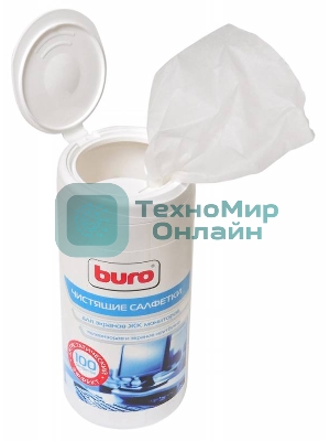 Салфетки Buro BU-Tscreen, 100 шт для экранов мониторов/плазменных/ЖК телевизоров/ноутбуков туба 100 шт влажных