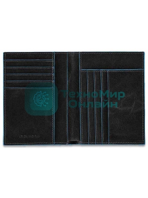 Кошелек мужской Piquadro Blue Square PU1393B2/N, натур.кожа, черный