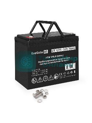 Аккумуляторная батарея ExeGate DT 1275 (12V 75Ah, под болт М6)