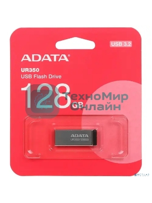 Флешка USB ADATA UR350 (UR350-128G-RSR/BK), 128Gb, USB 3.2, R/W 100/15, серебристый/черный