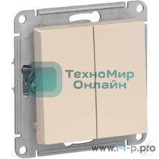 Механизм выключателя 2-кл. СП AtlasDesign 10А IP20 (сх. 5) 10AX беж.