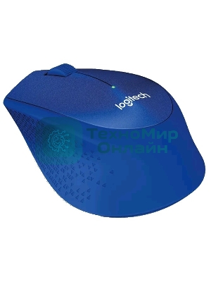 Мышь беспроводная Logitech M330 SILENT PLUS синий, 1000 dpi, радиоканал, USB, кнопки - 3