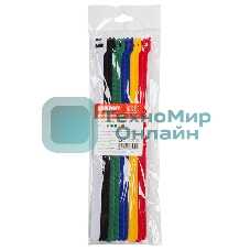 Набор хомутов-стяжек многоразовых на липучке Rexant 310х16 мм, цветная, упаковка 12 шт.