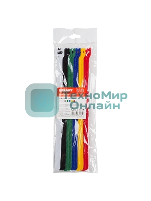 Набор хомутов-стяжек многоразовых на липучке Rexant 310х16 мм, цветная, упаковка 12 шт.