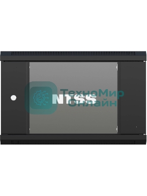 Шкаф коммутационный NTSS (NTSS-W9U6060GS-BL) настенный 9U 570x600мм пер.дв.стекл 60кг черный 22кг
