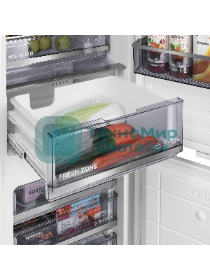 Встраиваемый холодильник Maunfeld MBF193SLFWGR Inverter белый двухкамерный 229/76 л морозилка снизу