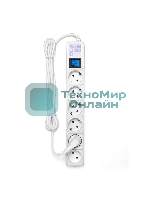 Фильтр-удлинитель PowerCube (SPG(5+1)-16B-3M) 6 розеток, 3м,16А/3,5 кВт, белый