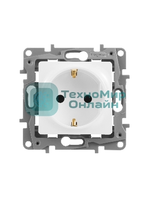 Механизм розетки 1-м СП Etika 2К+З 16А защ. шторки с заземл. винт. зажимы бел. Legrand 672222