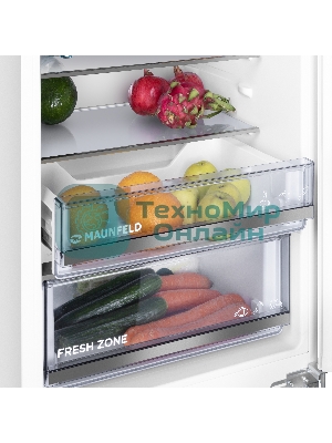Встраиваемый холодильник Maunfeld MBF193SLFWGR Inverter белый двухкамерный 229/76 л морозилка снизу