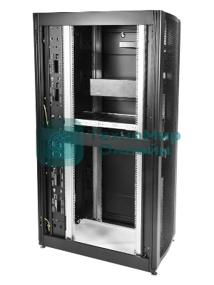 Шкаф серв.ПРОФ нап. 42U (600x1000) дверь перфор., задние двойные перфор., черный, в сборе (ШТК-СП-42.6.10-48АА-9005) (1 коробка)