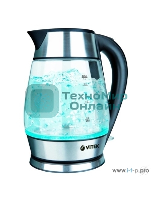 Чайник Vitek VT-7037(TR) Мощность 2200 Вт Макс. объем 1,7 л Корпус из термостойкого стекла.