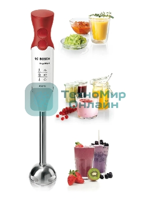 Блендер погружной Bosch MSM64110 450 Вт, белый/красный