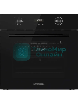 Встраиваемый духовой шкаф Kuppersberg HO 677 B, High-Tech, объем 70 л, 13 режимов, электронное управление (утапливаемые переключатели, аналоговый дисплей), телескопические направляющие на одном уровне, максимальная температура 300 градусов, 2 стекла в дверце, черный