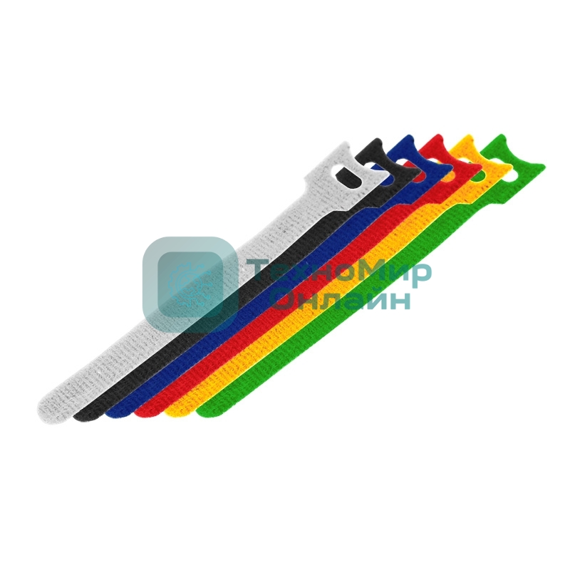 Набор хомутов-стяжек многоразовых на липучке Rexant 210х16 мм, цветная, упаковка 12 шт.