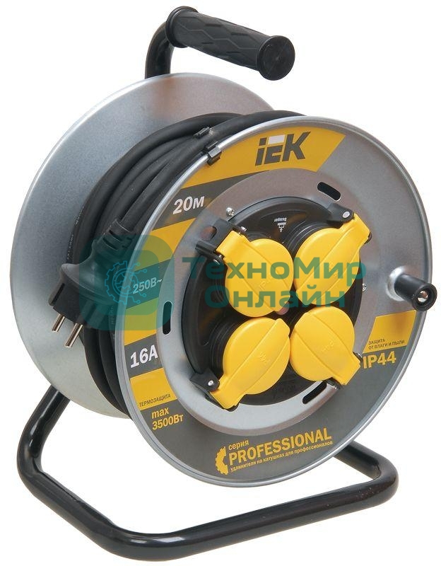 Удлинитель на мет. катушке 4х20 м с заземл. 16А IP44 УК20 