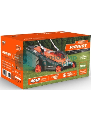 Газонокосилка аккумуляторная PATRIOT CM 435XL 512201435 40В, акб 2,5Ач, ширина кошения 37см, травосборник 40 л