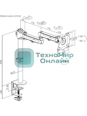 Кронштейн для мониторов Ultramounts UM736 черный 17