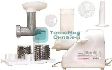 Мясорубка электрическая Белвар КЭМ-36/220-4-30 белый, 1000 Вт, 0.6 кг/мин, реверс, защита от перегрузки, насадки - 5