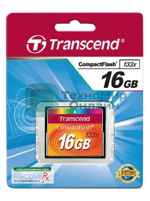 Флеш карта Transcend CF TS16GCF133/CF (Compact Flash)/16 ГБ/40 МБ/с