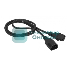 Шнур питания C13-C14, 3х0.75, 220В, 10А, черный, 1 м