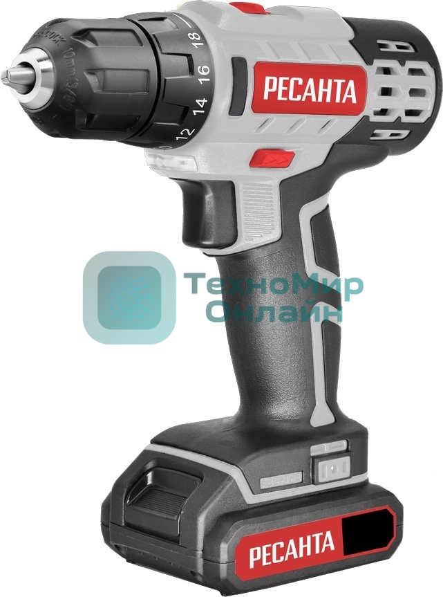 Дрель-шуруповерт аккумуляторная Ресанта ДА-50Л2-18А 75/14/9, Аккумуляторная, 18В, 2 АКБ, Кейс