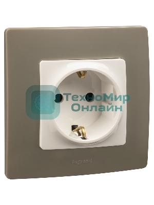 Механизм розетки 1-м СП Etika 2К+З 16А защ. шторки с заземл. винт. зажимы бел. Legrand 672222