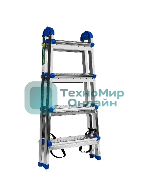 Стремянка двухсторонняя Сибртех 4 ст., сталь профиль, стальные ступени