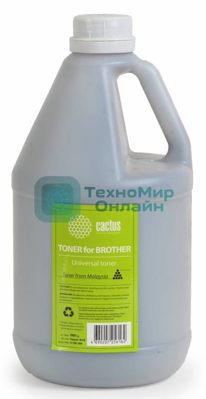 Тонер Cactus CS-TbR-1000 черный (флакон 1000гр) Universal toner для Brother