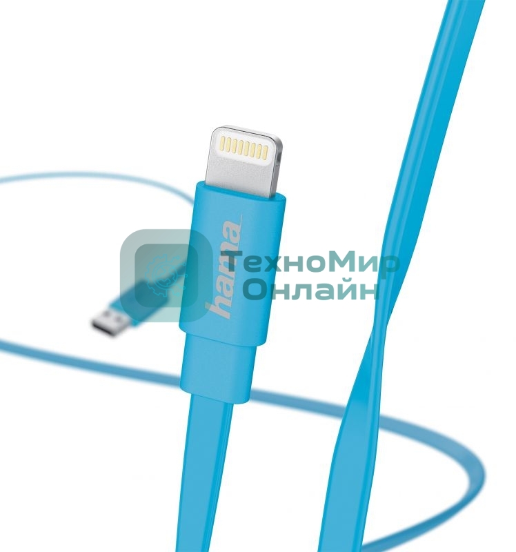 Кабель Hama Flat 00173646 Lightning (m) USB A(m) 1.2м синий плоский
