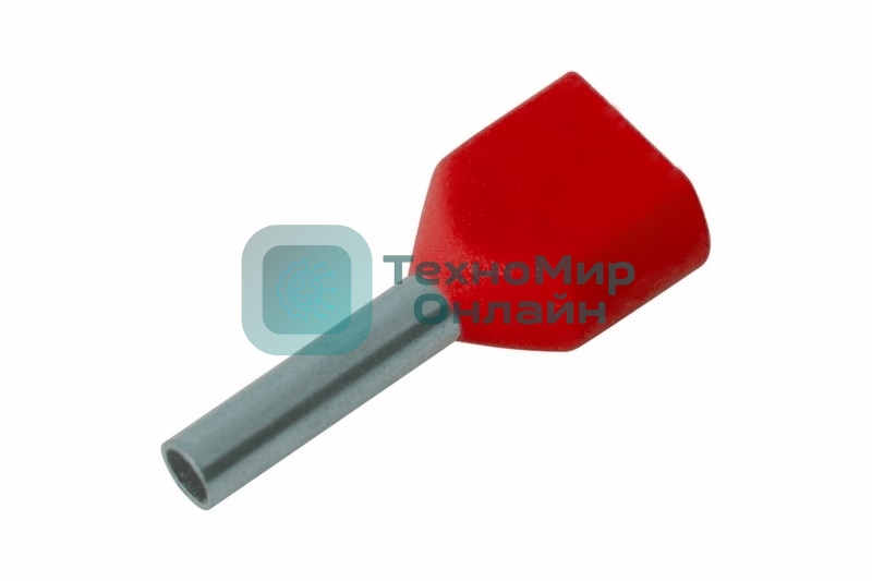 Наконечник штыревой втулочный изолированный Rexant F-8 мм 2х1 мм² (НШВи(2) 1.0-8/НГи2 1,0-8) красный