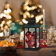 Декоративный фонарь Neon-night с шариками, черный корпус, размер 14х14х27 см, цвет теплый белый