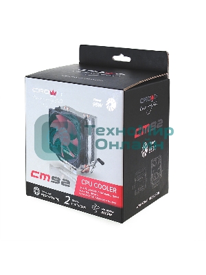 вентилятор CROWN Кулер для процессора CM-92 (Для Intel и AMD, TDP до 95 Ватт, 2шт. медных теплопроводных трубок, Гидродинамическии подшипник, Размер: 117*79*113 мм)