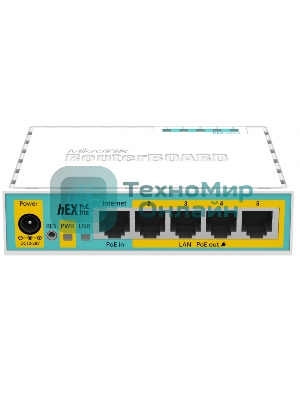 Маршрутизатор MikroTik RB750UPr2 hEX PoE lite 5x Ethernet, раздача PoE, 650 МГц ЦП, 64 МБ 5-портовый 100-Мбитный маршрутизатор с поддержкой PoE на 4-х портах