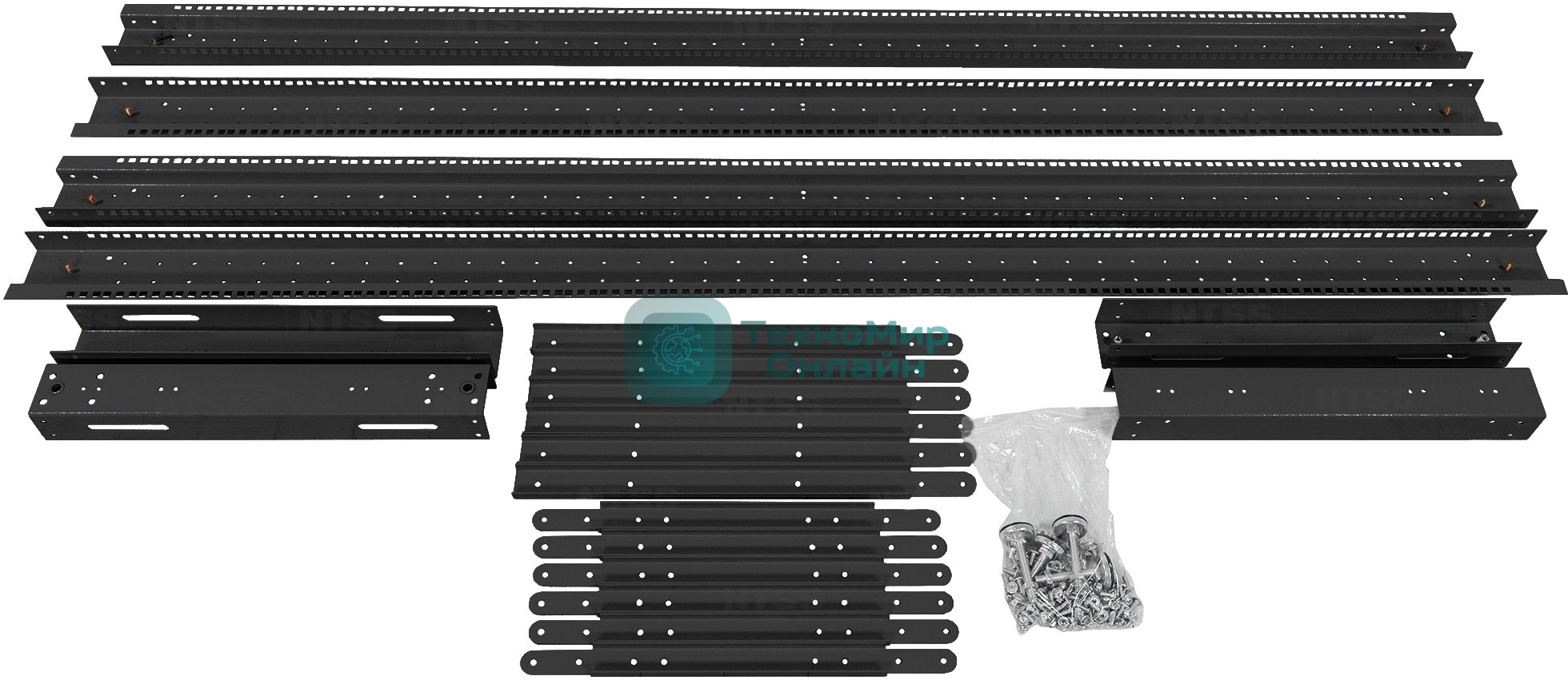 Стойка двухрамная NTSS NTSS-2POR24U/600-1000-BL 24U 550 мм x 1000 мм 600 кг черный