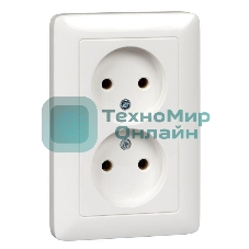 Розетка WESSEN RS16-235-BХИТ белый 2-ая б/з 10А скрытый монтаж