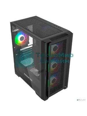 Компьютерный корпус Powercase Alisio Micro X4B V2, Tempered Glass, 4х 120мм ARGb fans, ARGb HUB, черный, mATX (CAMCXB-A4)