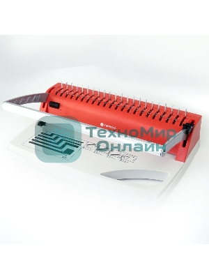 Переплетчик Heleos БП9п бело-красный (БП9ПБК) A4/перф.9л.сшив/макс.150л./пластик.пруж. (6-19мм)