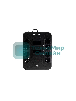 Источник бесперебойного питания SMARTWATT UPS SAFE PRO 1000 черный 1000/600 ВА/Вт, линейно-интерактивный, напольный/настенный, LED индикация, Shuko CEE7/4 - 8 шт. (4 шт. с резервным питанием, 4 шт. - сетевой фильтр)