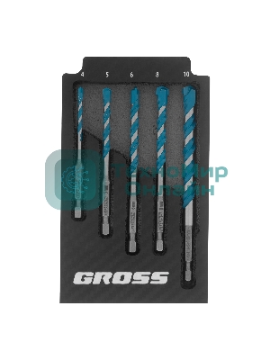 Набор сверл универсальных Gross Multipurpose PRO, 6-гр. хвостовик, 4-10 мм, 5 шт