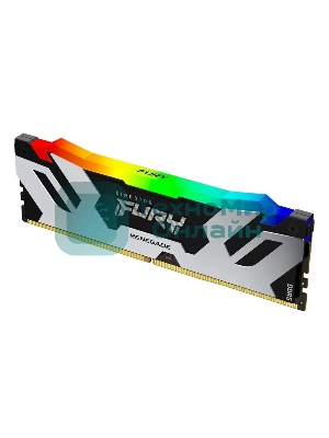 Оперативная память Kingston Fury Renegade, DDR5, 16Gb (1x16Gb), 8000MHz, CL38, DIMM, с радиаторами, RGB, серебристый/черный