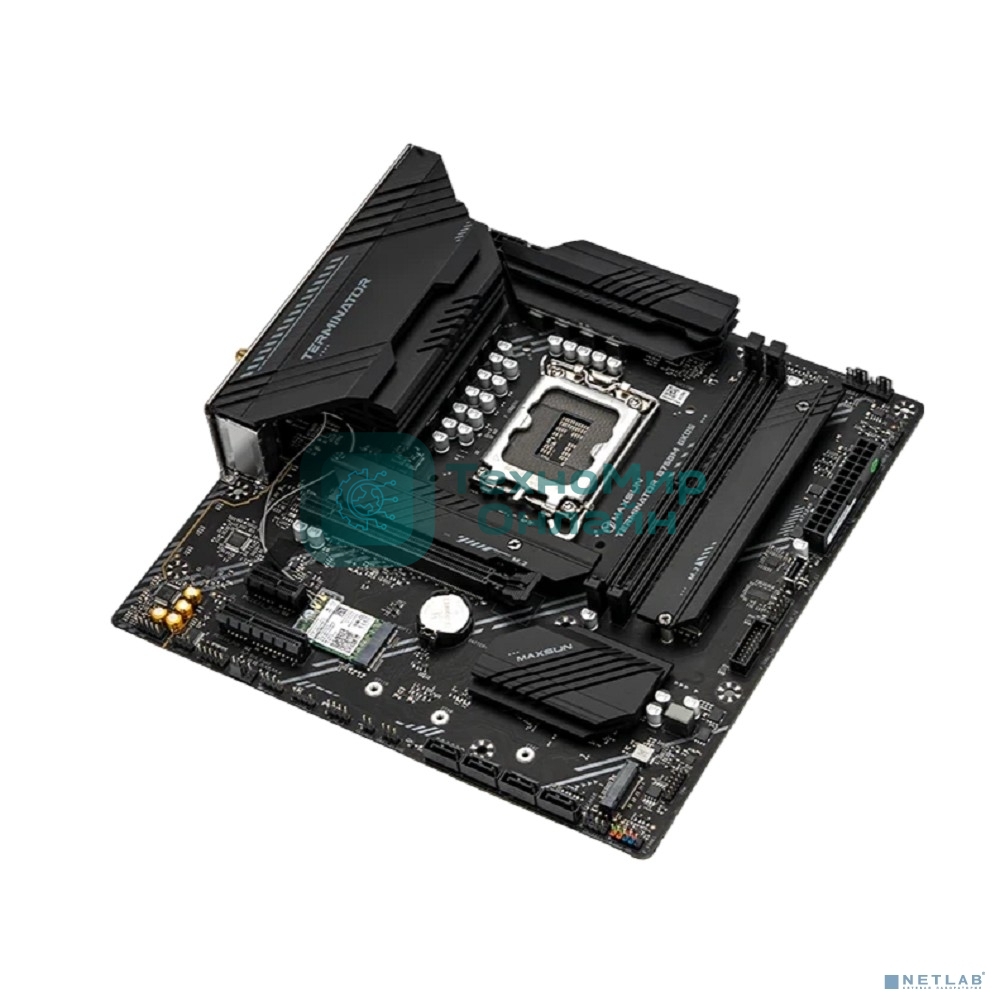 Материнская плата MAXSUN MS-Terminator B760M GKD5 WIFI (Socket 1700, mATX, 2*DDR5(96Gb), DP/HDMI, 4*SATA3, 3*M.2, 1xPCI-Ex16/1*PCIEx4/1*PCIEx1, 6*USB 2.0, 2*USB 3.2, LAN 1*2.5G, Wi-Fi 6, RTL)