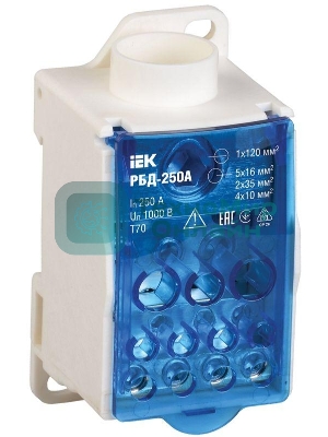 Распределительный блок IEK RBD-250 на DIN-рейку РБД-250А